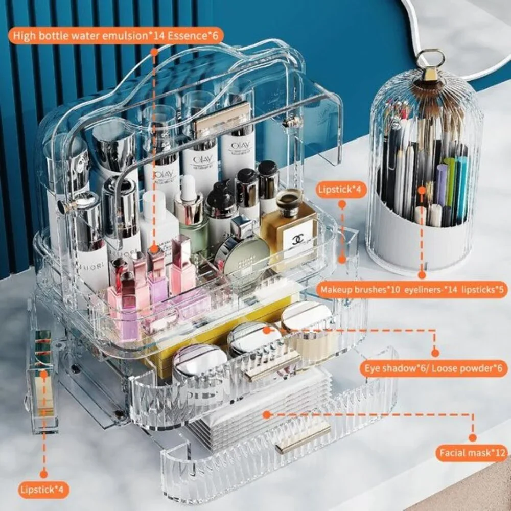 New Makeup Organizer, Clear Skincare Holder & Gift for Mom, Women, Teen Girls